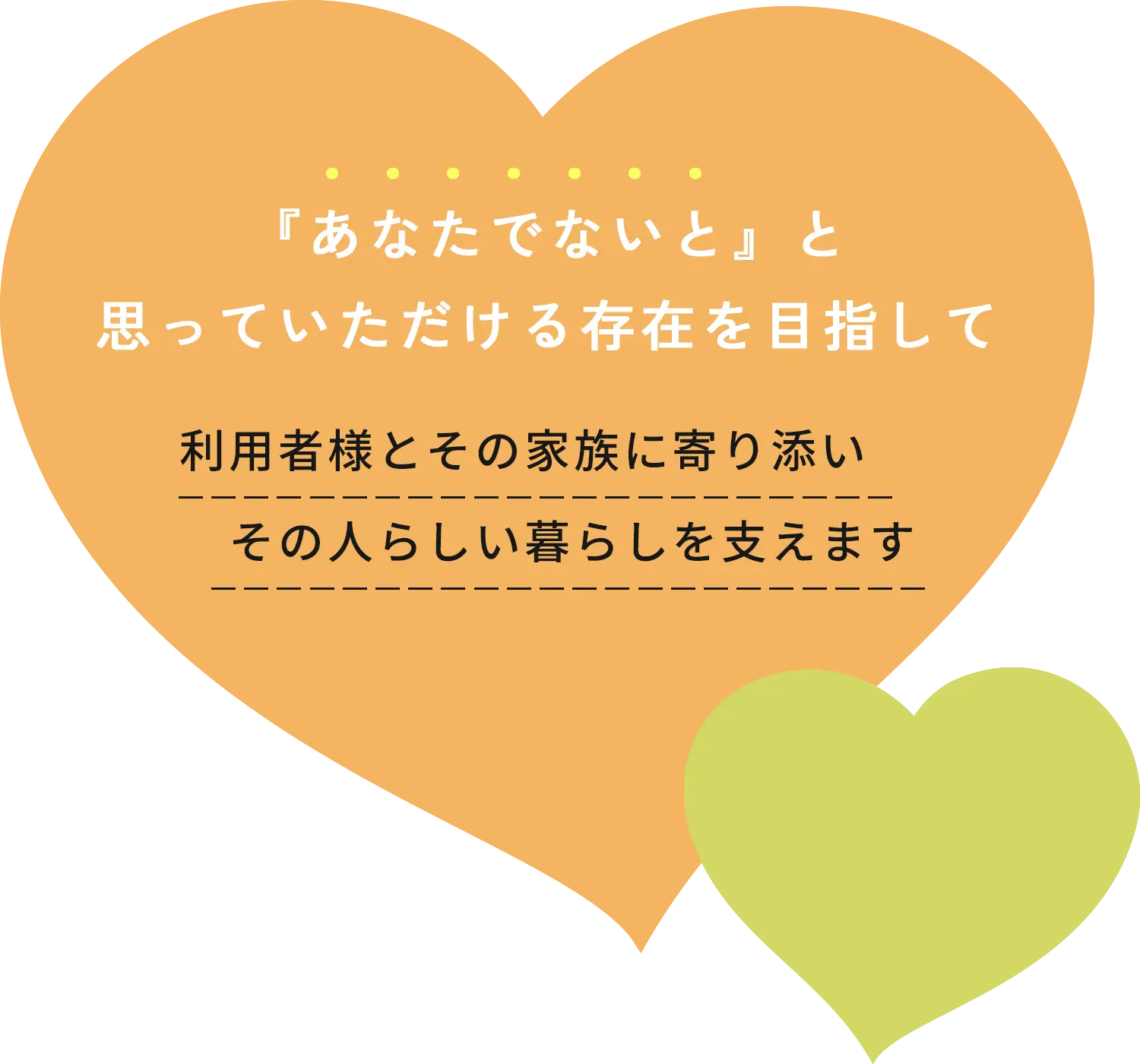 『あなたでないと』と思っていただける存在を目指して 利用者様とその家族に寄り添いその人らしい暮らしを支えます